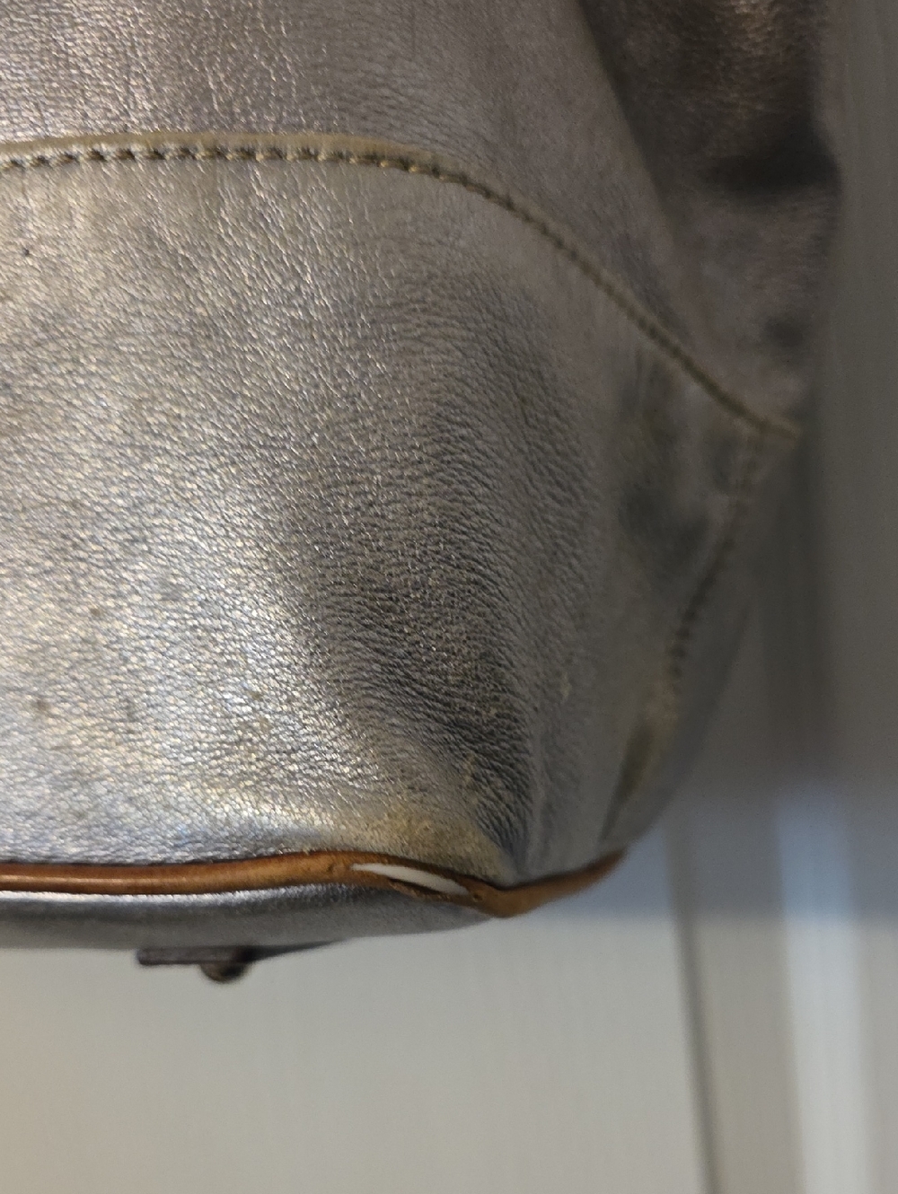 Dooney & Bourke Metallic Silver Leather Tote Bag - Picture 5 of 5